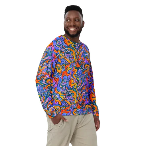 Kaleidoscopic Flux on a Sweatshirt