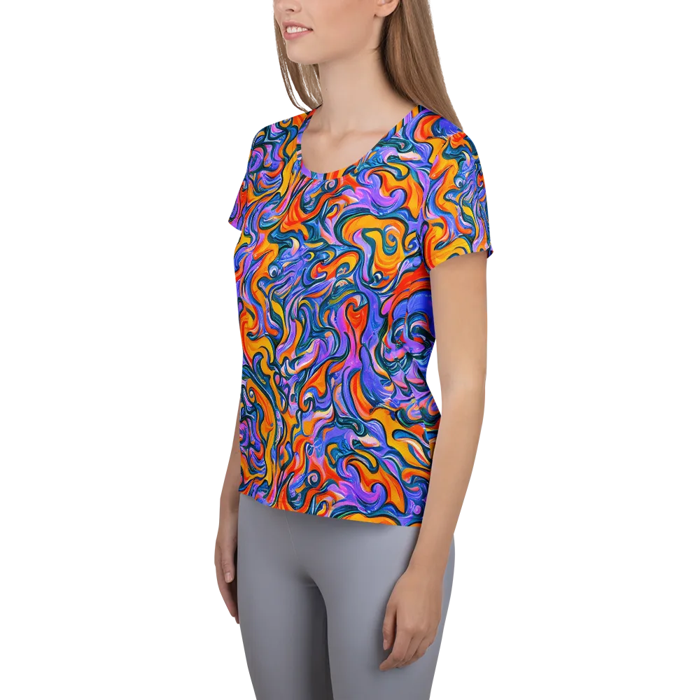 Kaleidoscopic Flux on Women's Athletic T-Shirt — Left