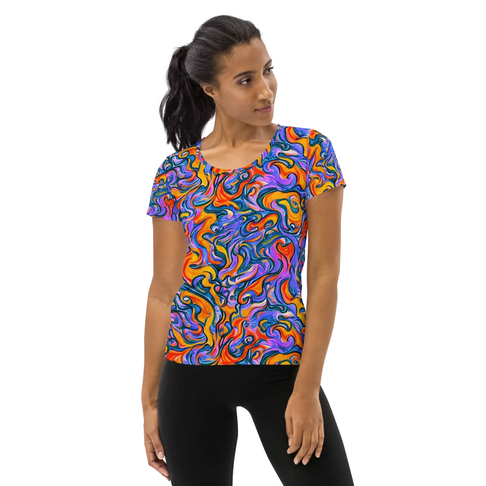 Kaleidoscopic Flux on Women's Athletic T-Shirt — Front