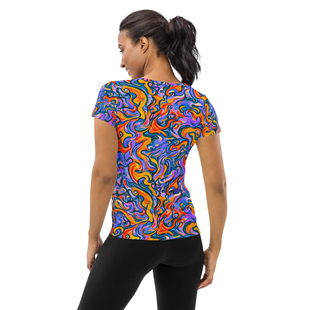 Kaleidoscopic Flux on Women's Athletic T-Shirt — Back