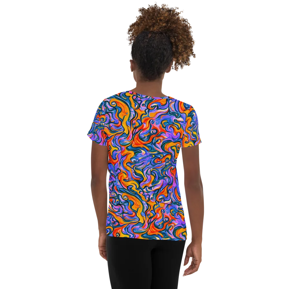 Kaleidoscopic Flux on Women's Athletic T-Shirt — Back