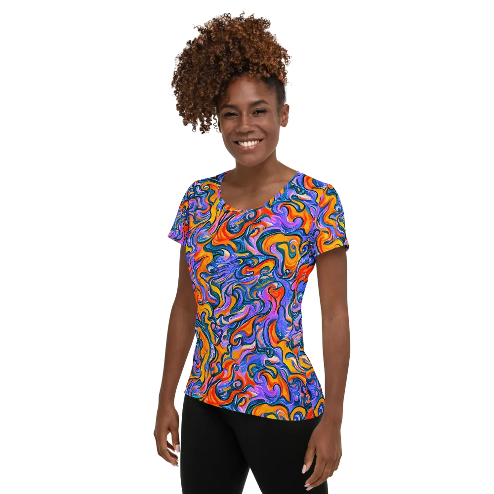 Kaleidoscopic Flux on Women's Athletic T-Shirt — Left