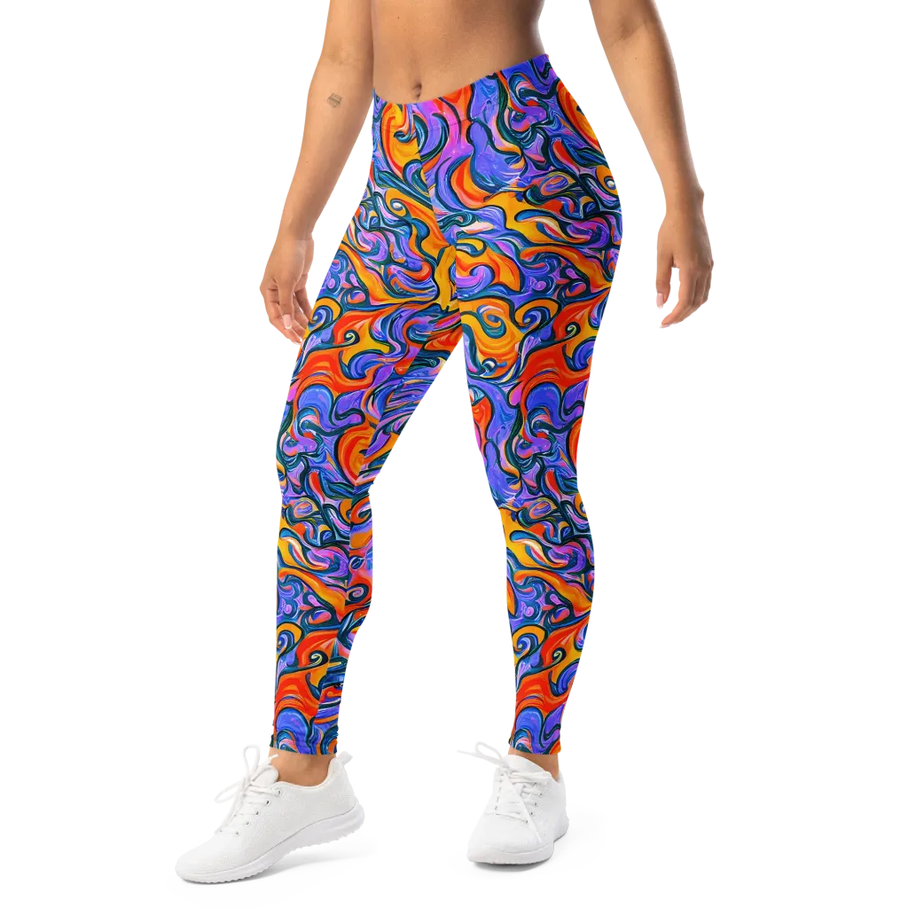 Kaleidoscopic Flux on Leggings — Left Front