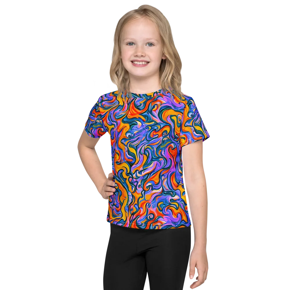 Kaleidoscopic Flux on Kids Crew Neck T-Shirt — Front