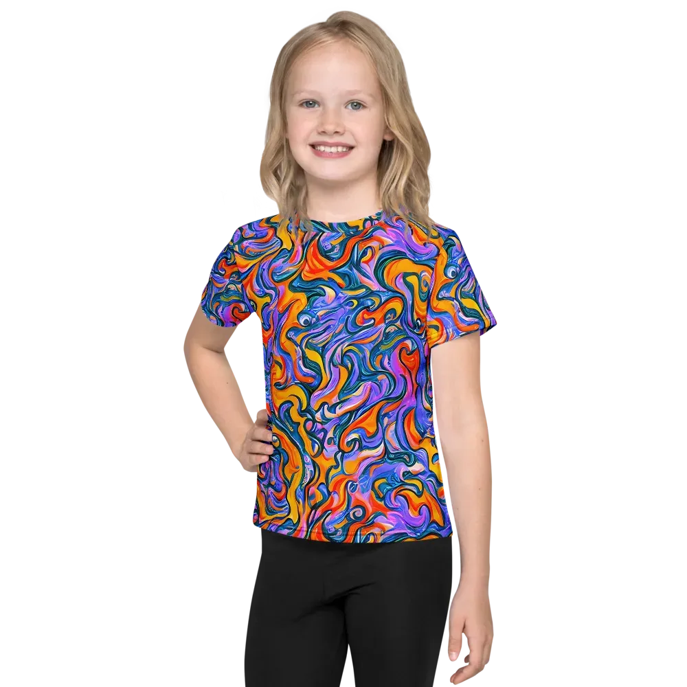 Kaleidoscopic Flux on Kids Crew Neck T-Shirt — Front