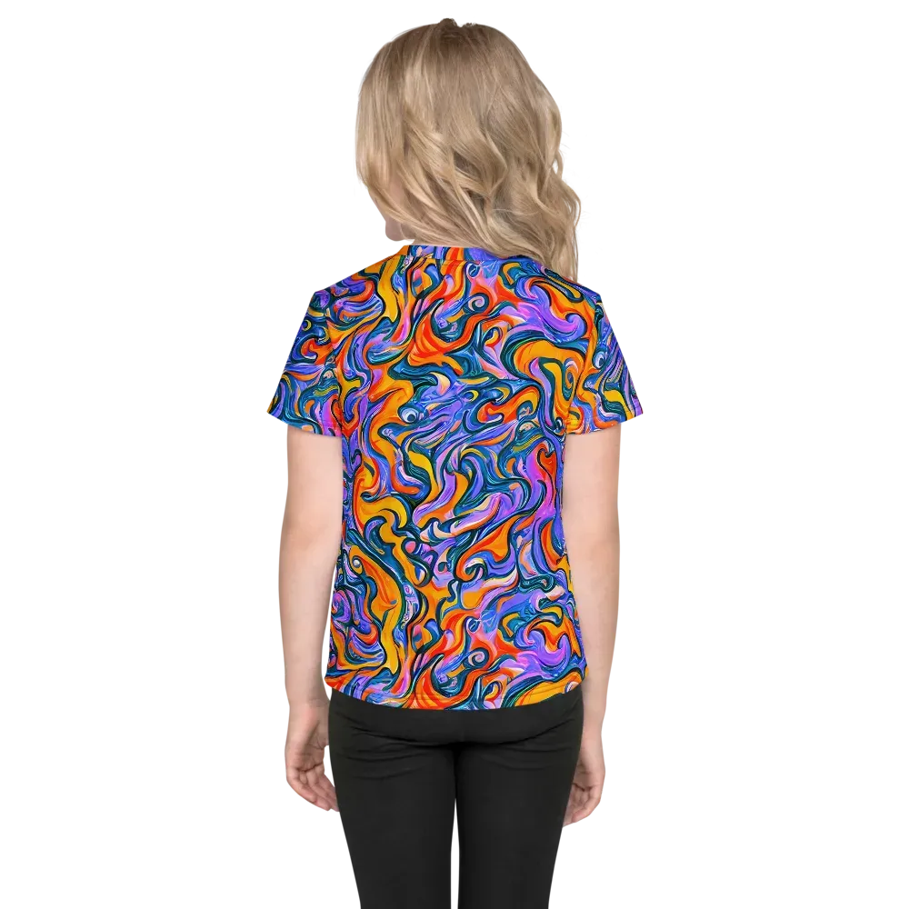 Kaleidoscopic Flux on Kids Crew Neck T-Shirt — Back