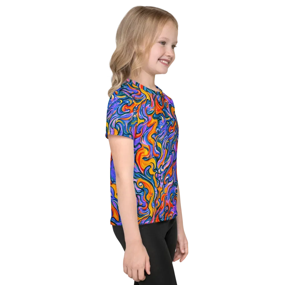 Kaleidoscopic Flux on Kids Crew Neck T-Shirt — Right