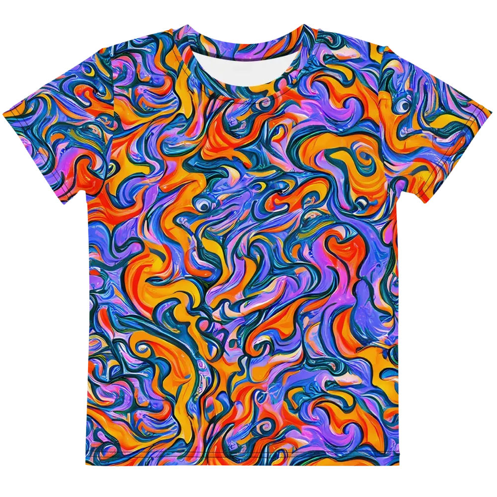 Kaleidoscopic Flux on Kids Crew Neck T-Shirt — Front