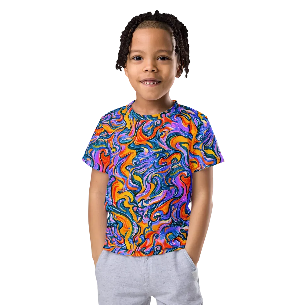 Kaleidoscopic Flux on Kids Crew Neck T-Shirt — Front
