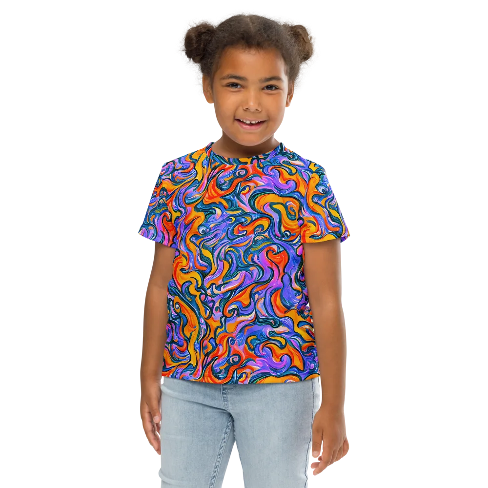 Kaleidoscopic Flux on Kids Crew Neck T-Shirt — Front