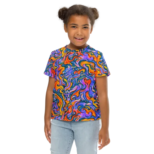 Kaleidoscopic Flux on a Kids Crew Neck T-Shirt