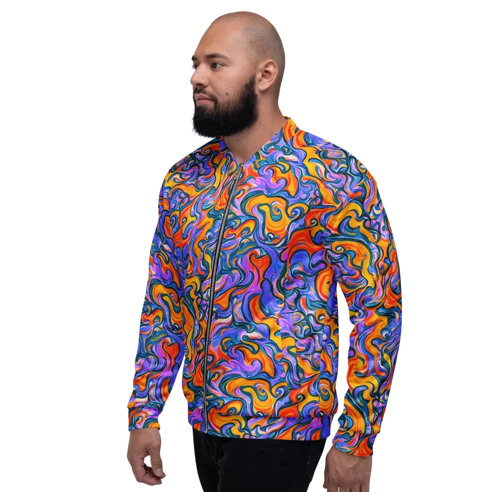 Kaleidoscopic Flux on Bomber Jacket — Left