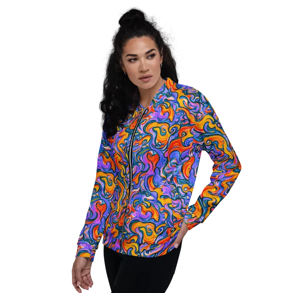 Kaleidoscopic Flux on Bomber Jacket — Left