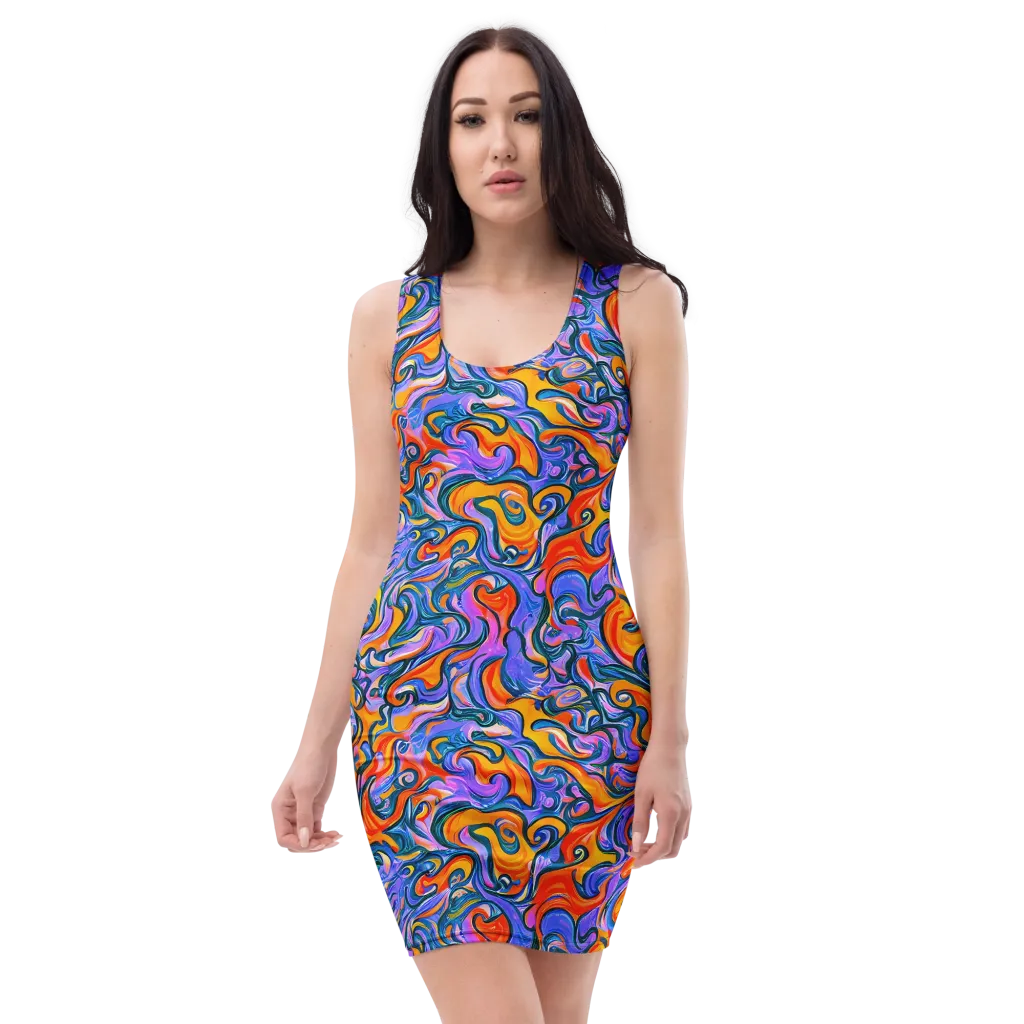 Kaleidoscopic Flux on Bodycon Dress — Front