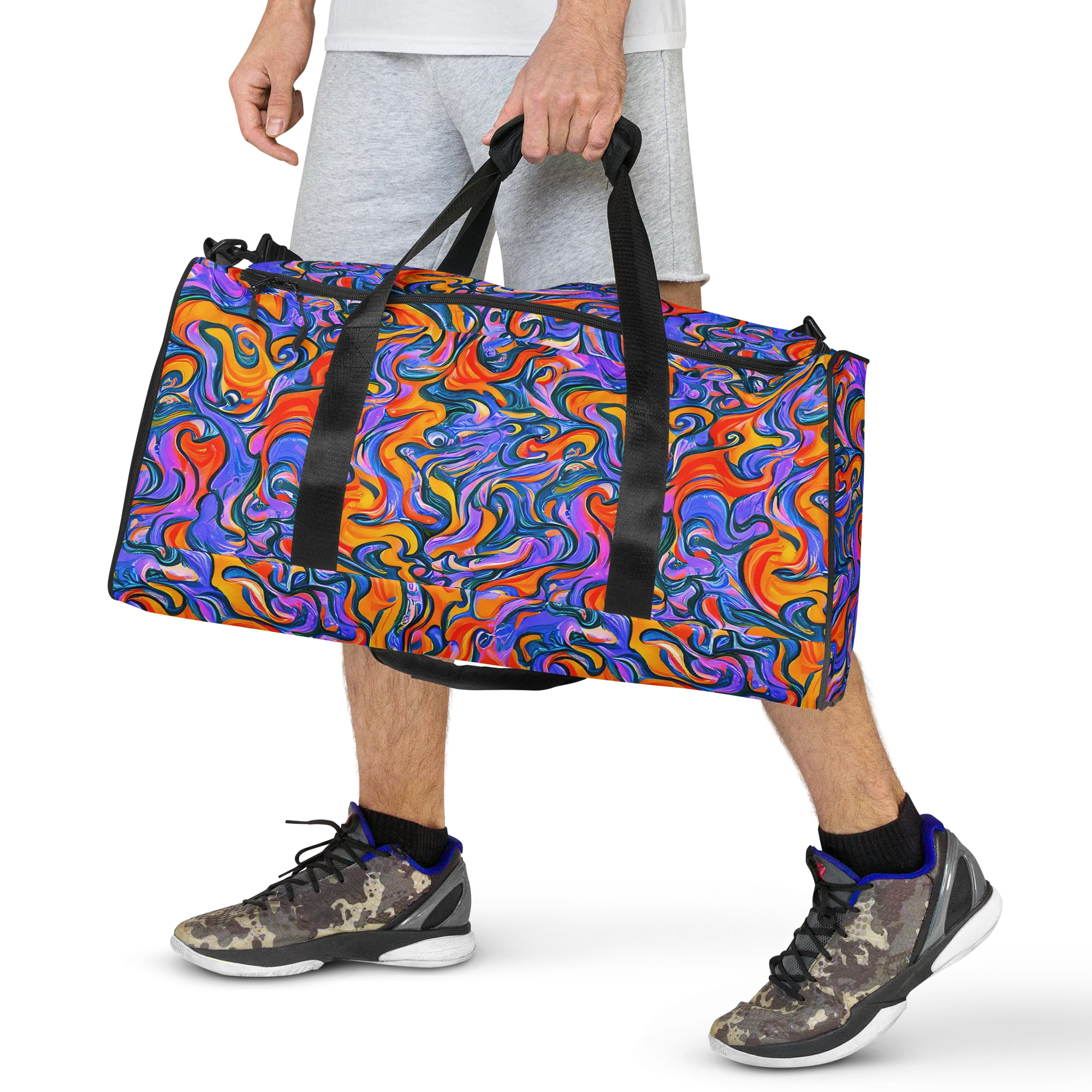 Kaleidoscopic Flux on Duffle Bag — Front