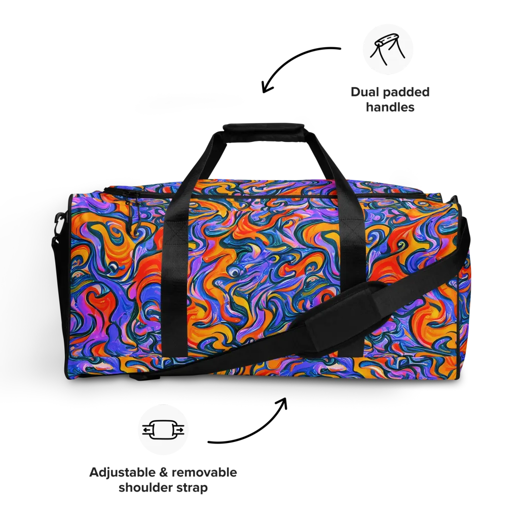 Kaleidoscopic Flux on Duffle Bag — Front