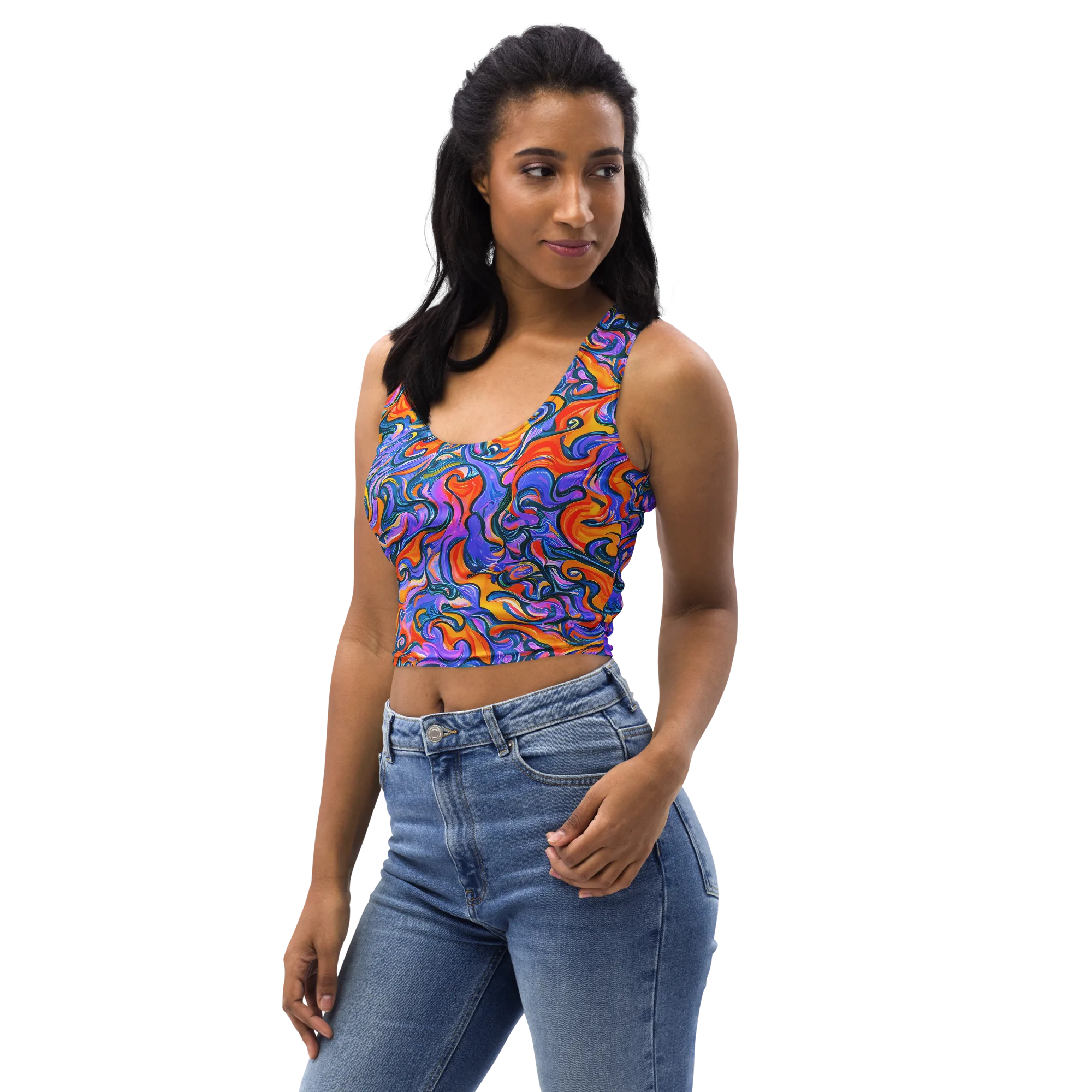 Kaleidoscopic Flux on Crop Top — Left Front