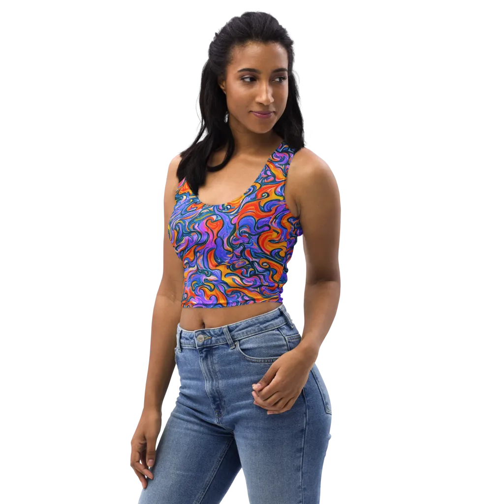 Kaleidoscopic Flux on Crop Top — Left Front