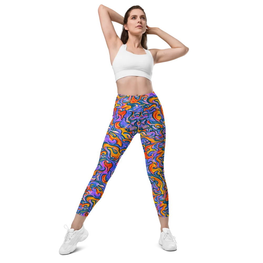 Kaleidoscopic Flux on Leggings with Pockets — Front