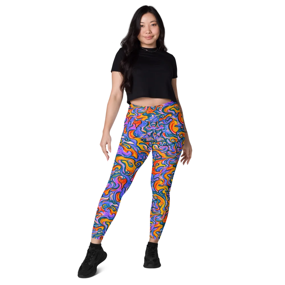 Kaleidoscopic Flux on Leggings with Pockets — Front