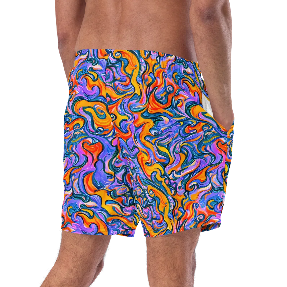 Kaleidoscopic Flux on Swim Trunks — Right Back