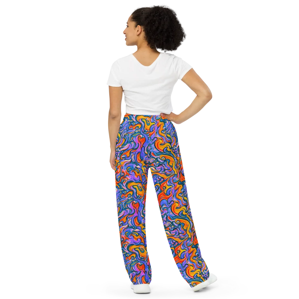 Kaleidoscopic Flux on Wide-Leg Pants — Back