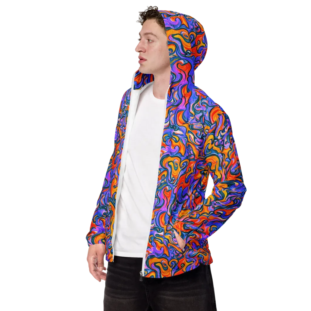 Kaleidoscopic Flux on Men's Windbreaker — Left Front