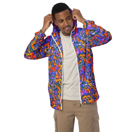 Kaleidoscopic Flux on a Men's Windbreaker