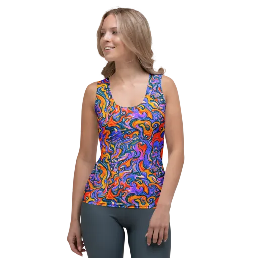 Kaleidoscopic Flux on a Women's Tank Top