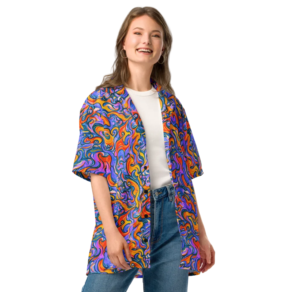 Kaleidoscopic Flux on Button Shirt — Front
