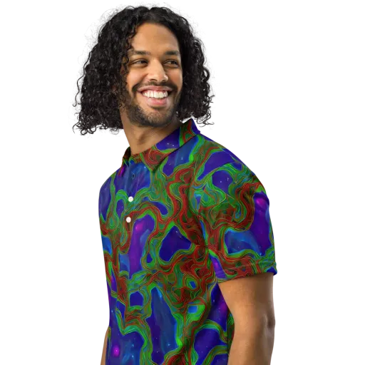 Astro Rapture on a Men's Slim Fit Polo Shirt
