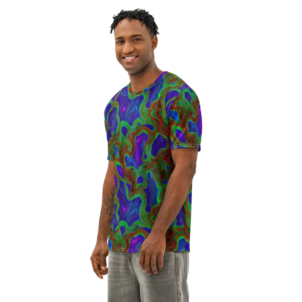 Astro Rapture on Men's Cotton Crew Neck T-Shirt — Left Front