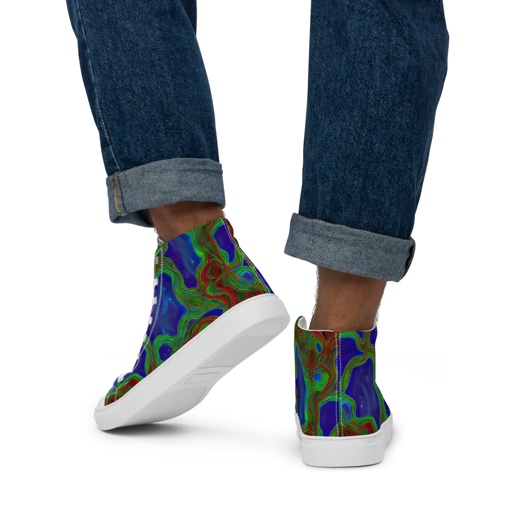 Astro Rapture on Men's High Top Canvas Shoes — Back