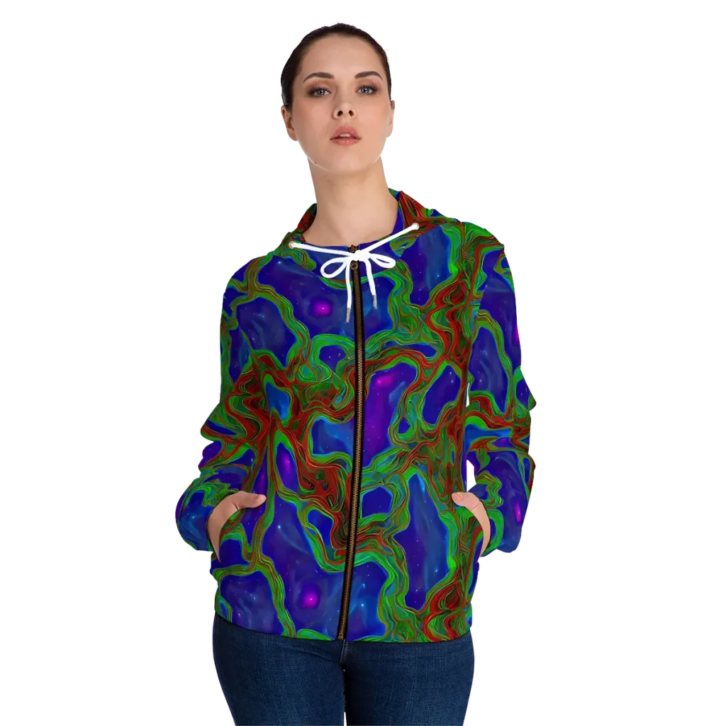 Astro Rapture on Women's Full-Zip Hoodie — Front On Person