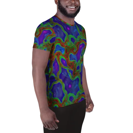 Astro Rapture on a Men's Athletic T-Shirt