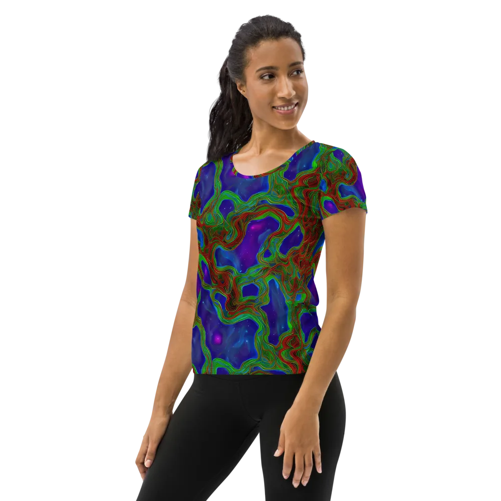Astro Rapture on Women's Athletic T-Shirt — Left