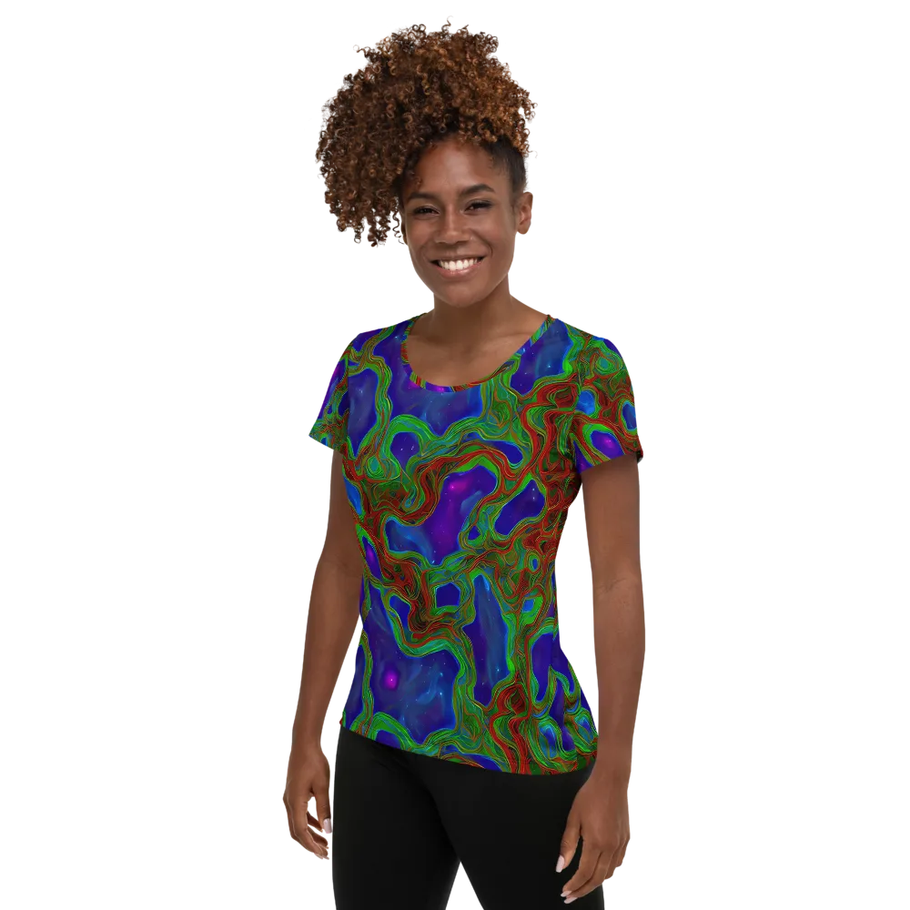 Astro Rapture on Women's Athletic T-Shirt — Left