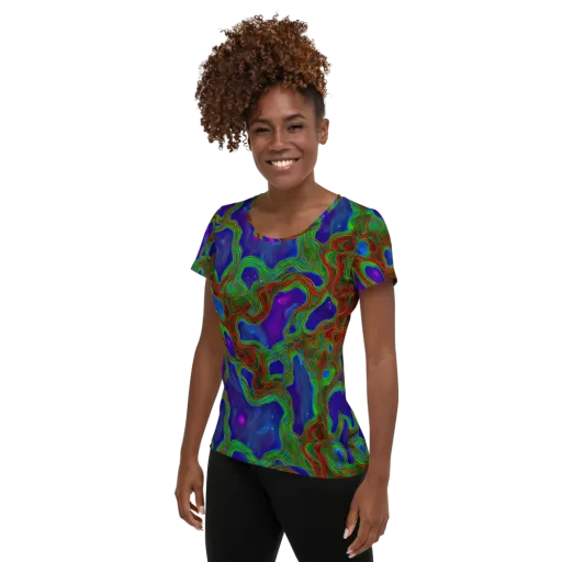 Astro Rapture on a Women's Athletic T-Shirt