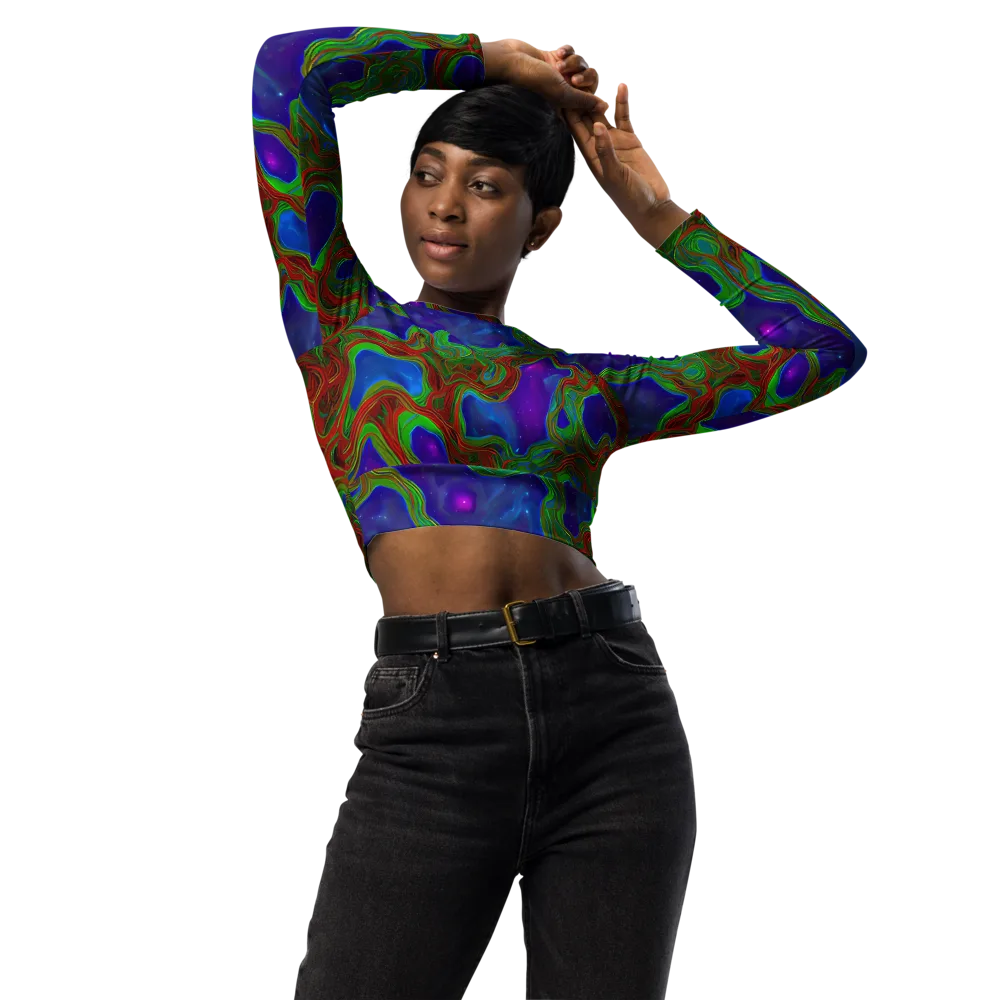 Astro Rapture on Long Sleeve Crop Top — Front