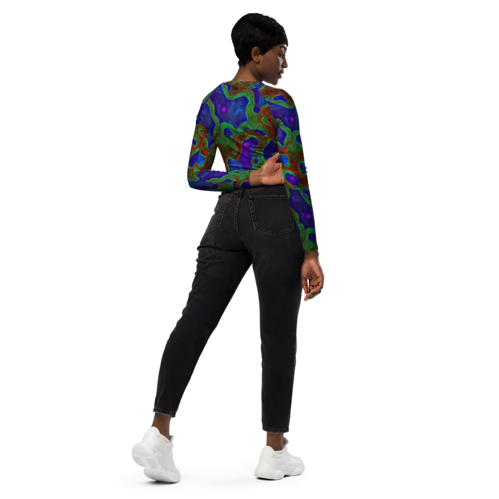 Astro Rapture on Long Sleeve Crop Top — Right Back
