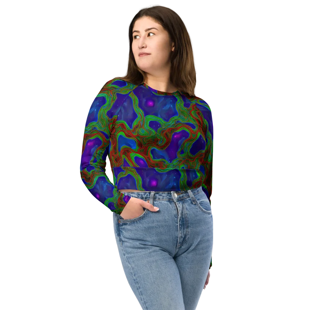 Astro Rapture on Long Sleeve Crop Top — Front