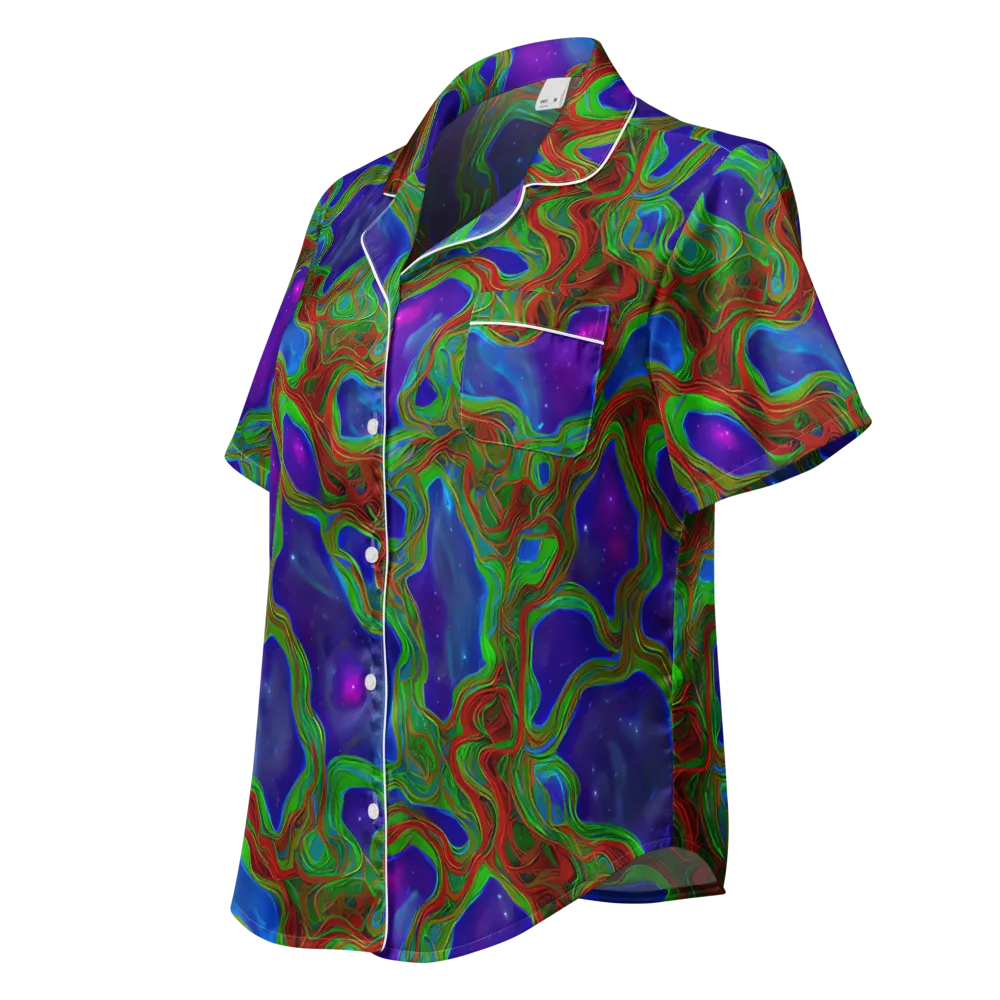 Astro Rapture on Women's Short Sleeve Pajama Top — Left Front