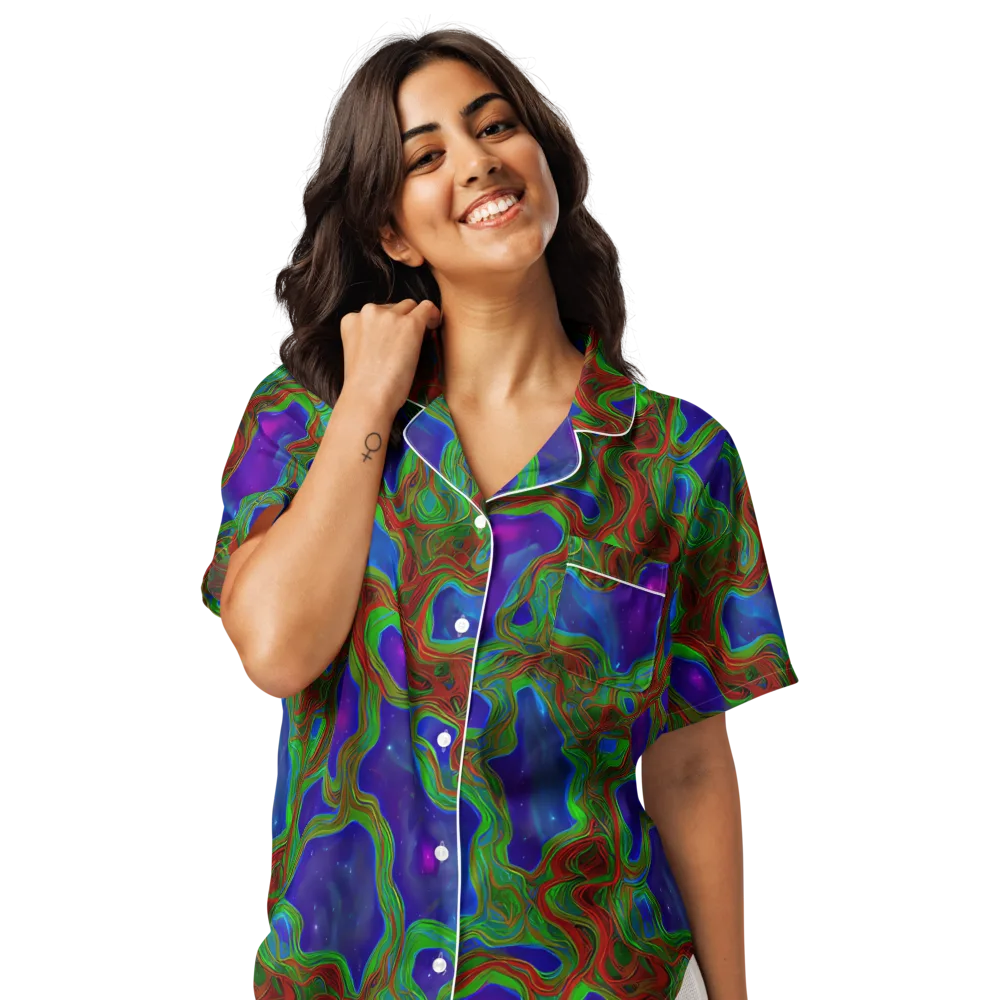 Astro Rapture on Women's Short Sleeve Pajama Top — Front