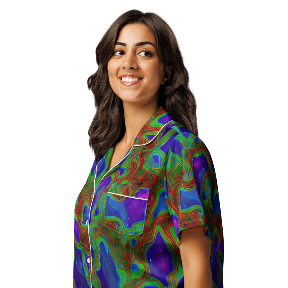 Astro Rapture on Women's Short Sleeve Pajama Top — Left Front