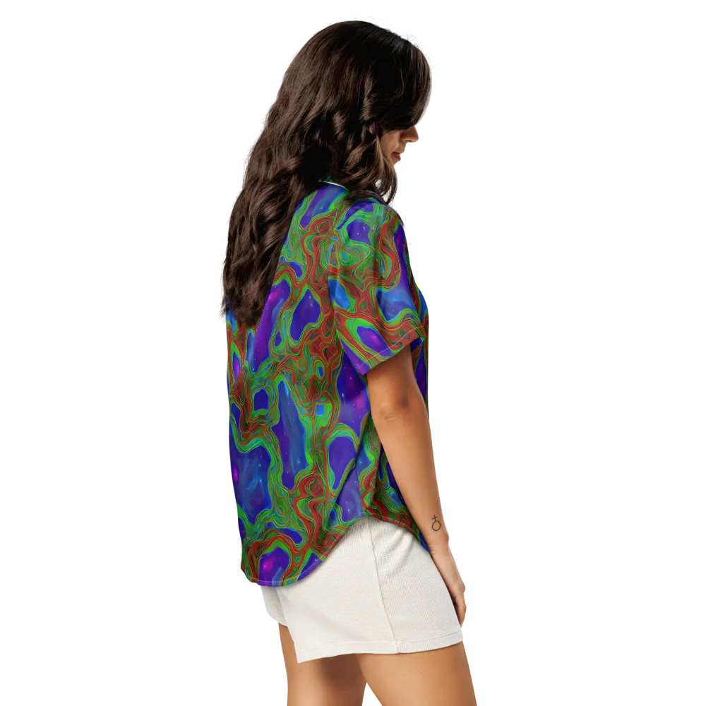 Astro Rapture on Women's Short Sleeve Pajama Top — Right Back