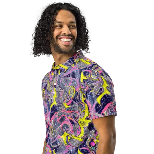Synthetic Garden on a Men's Slim Fit Polo Shirt