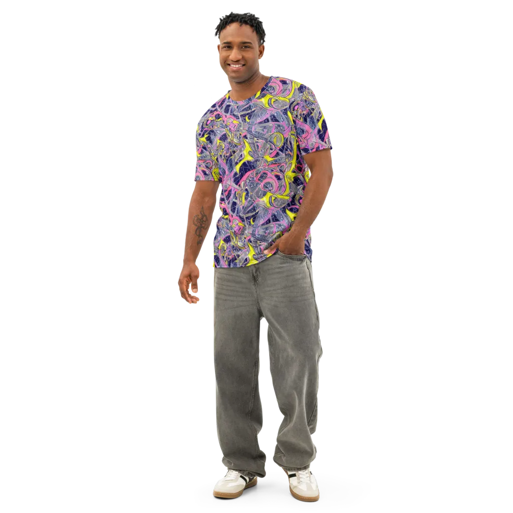 Synthetic Garden on Men's Cotton Crew Neck T-Shirt — Front