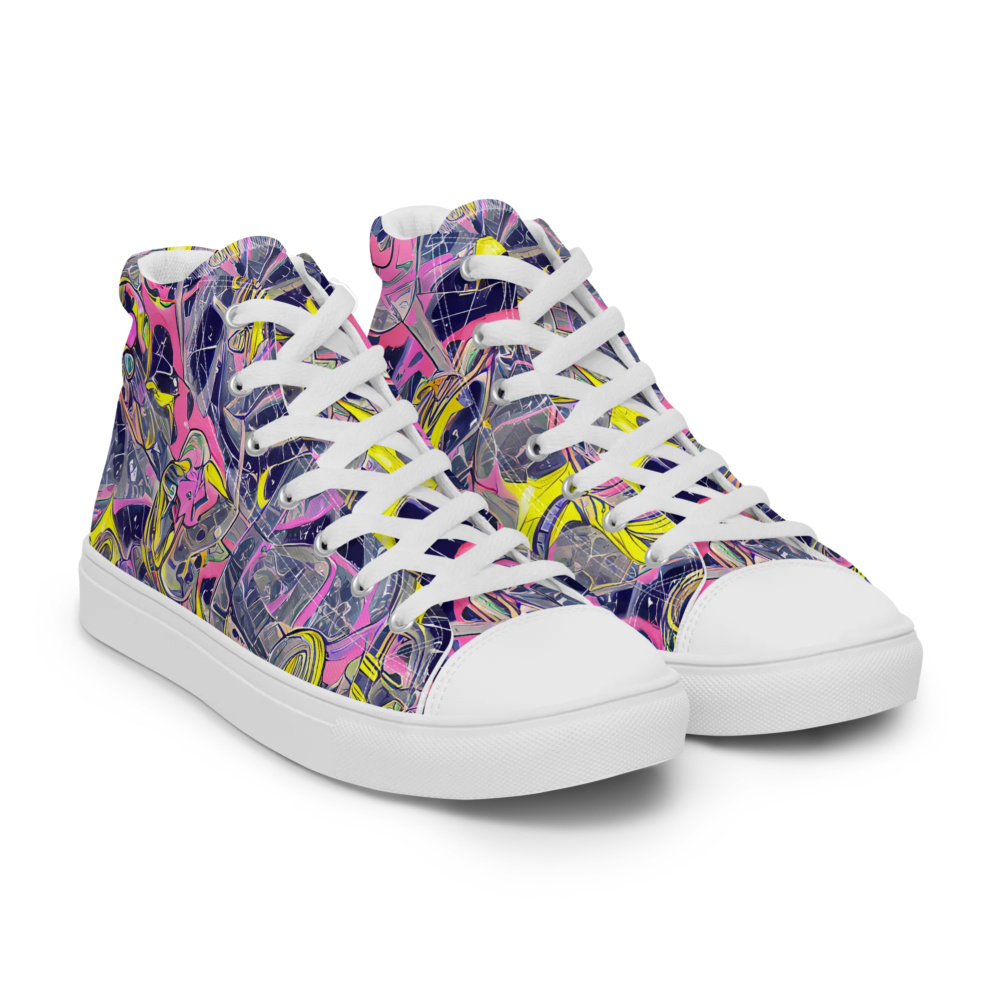 Synthetic Garden on Men's High Top Canvas Shoes — Right Front