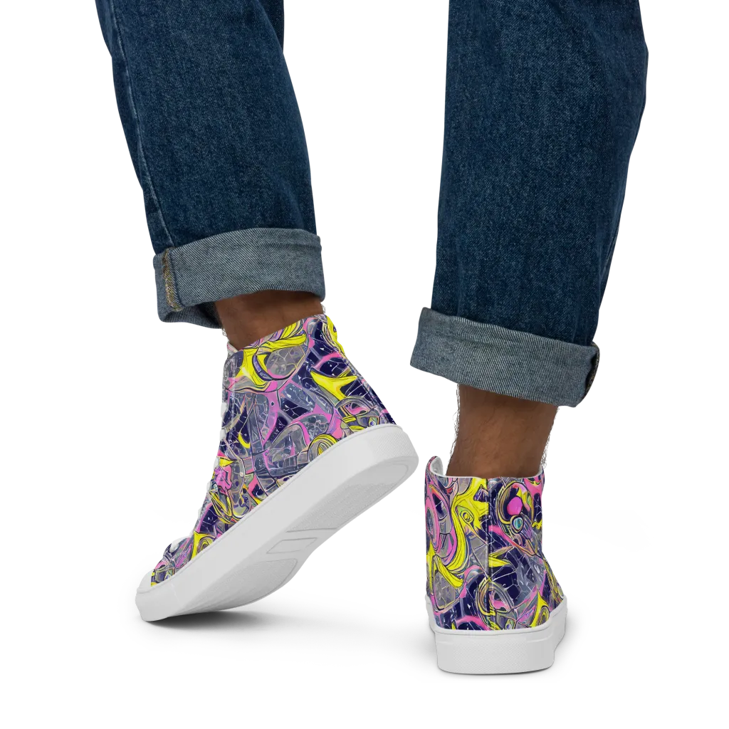 Synthetic Garden on Men's High Top Canvas Shoes — Back