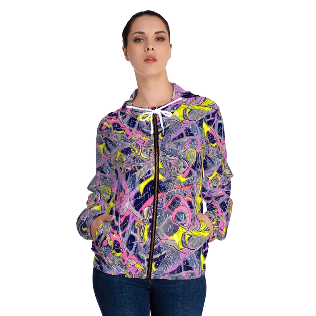 Synthetic Garden on Women's Full-Zip Hoodie — Front On Person